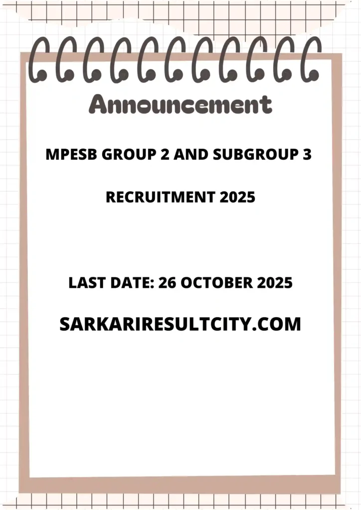 MPESB Group 2 and Subgroup 3 Recruitment 2025