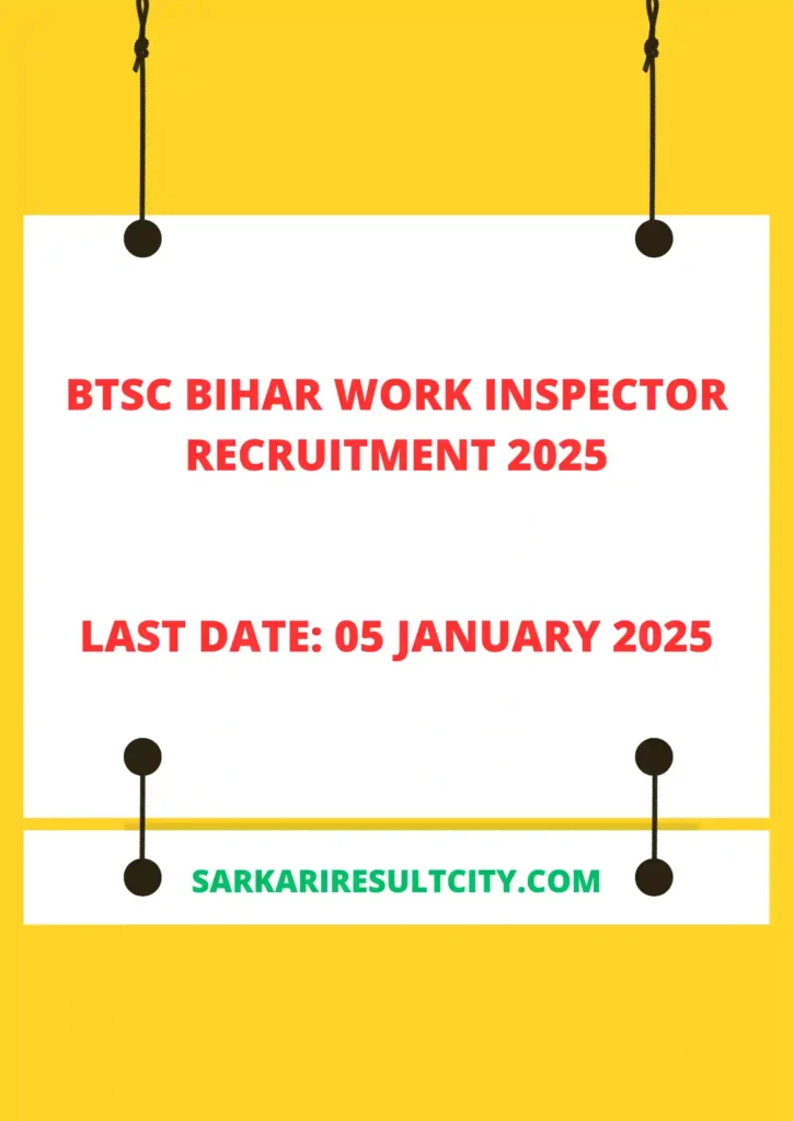BTSC Bihar Work Inspector Recruitment 2025
